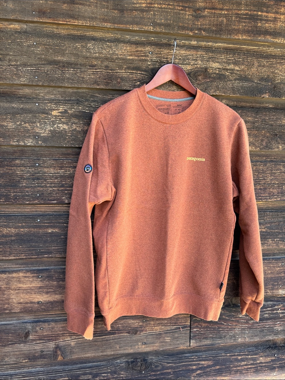 Patagonia Men’s Crewneck Sweatshirt in Rust Orange - Picture 5 of 8